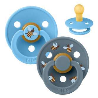 BIBS Rund Colour Sut - 2-Pak - Str. 1 - Naturgummi - Bumblebee Studio - Breeze Mix