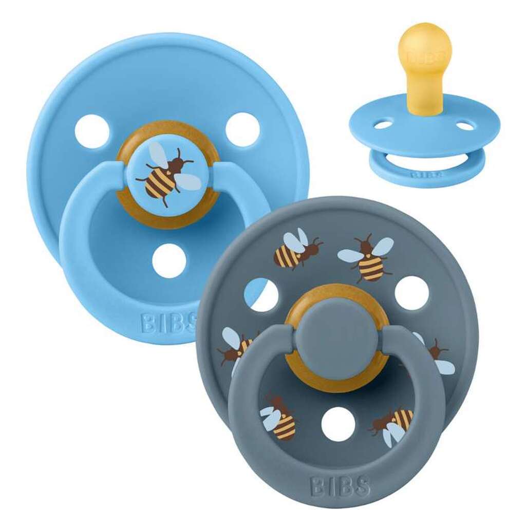 BIBS Rund Colour Sut - 2-Pak - Str. 1 - Naturgummi - Studio - Bumblebee - Breeze Mix