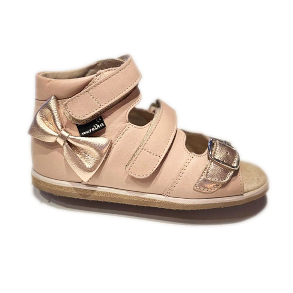 Aurelka sandal, nude m/sløjfe og 1 spænderem - sandal med ekstra støtte