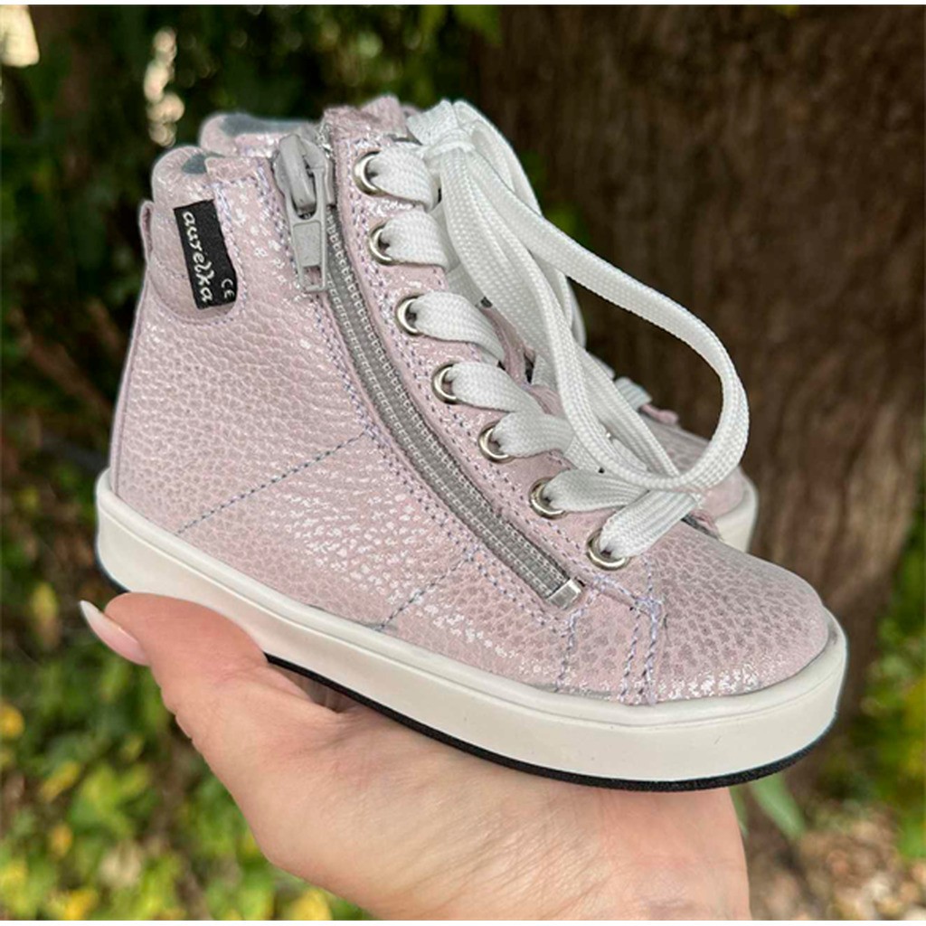 Aurelka snøresko m/2 lynlåse, pearl - vandtæt, smal sko med ekstra støtte