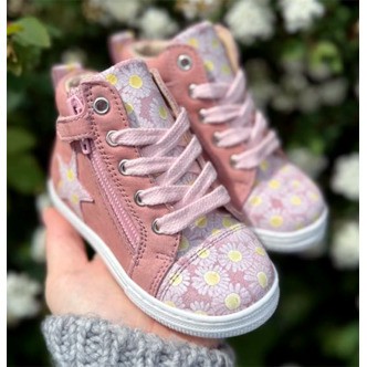 Arauto Rap vandtæt snøresko m. lynlås, rosa m/blomster