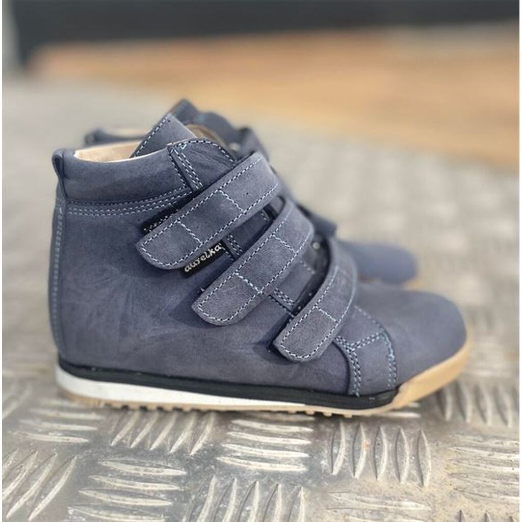 Aurelka velcrosko, jeans blå - smal sko med ekstra støtte