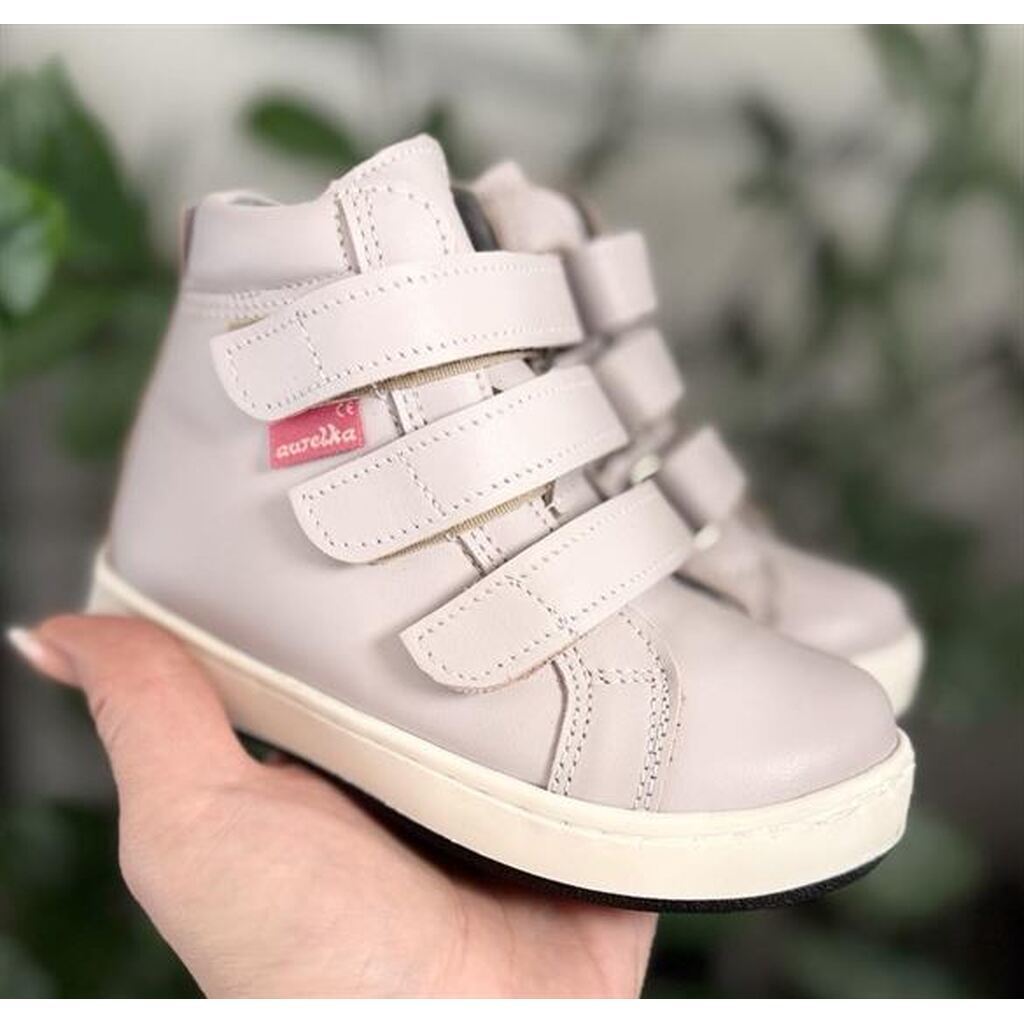 Aurelka vandtætte velcrosko, lys lilla/hvid - smal sko med ekstra støtte