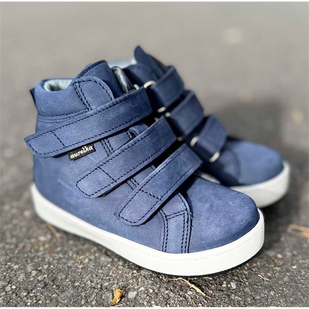 Aurelka vandtætte velcrosko, Granat navy/hvid - smal sko med ekstra støtte