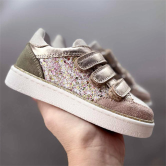 BabyBotte Intrépides Karma velcro sneakers, nude/kaki/glimmer