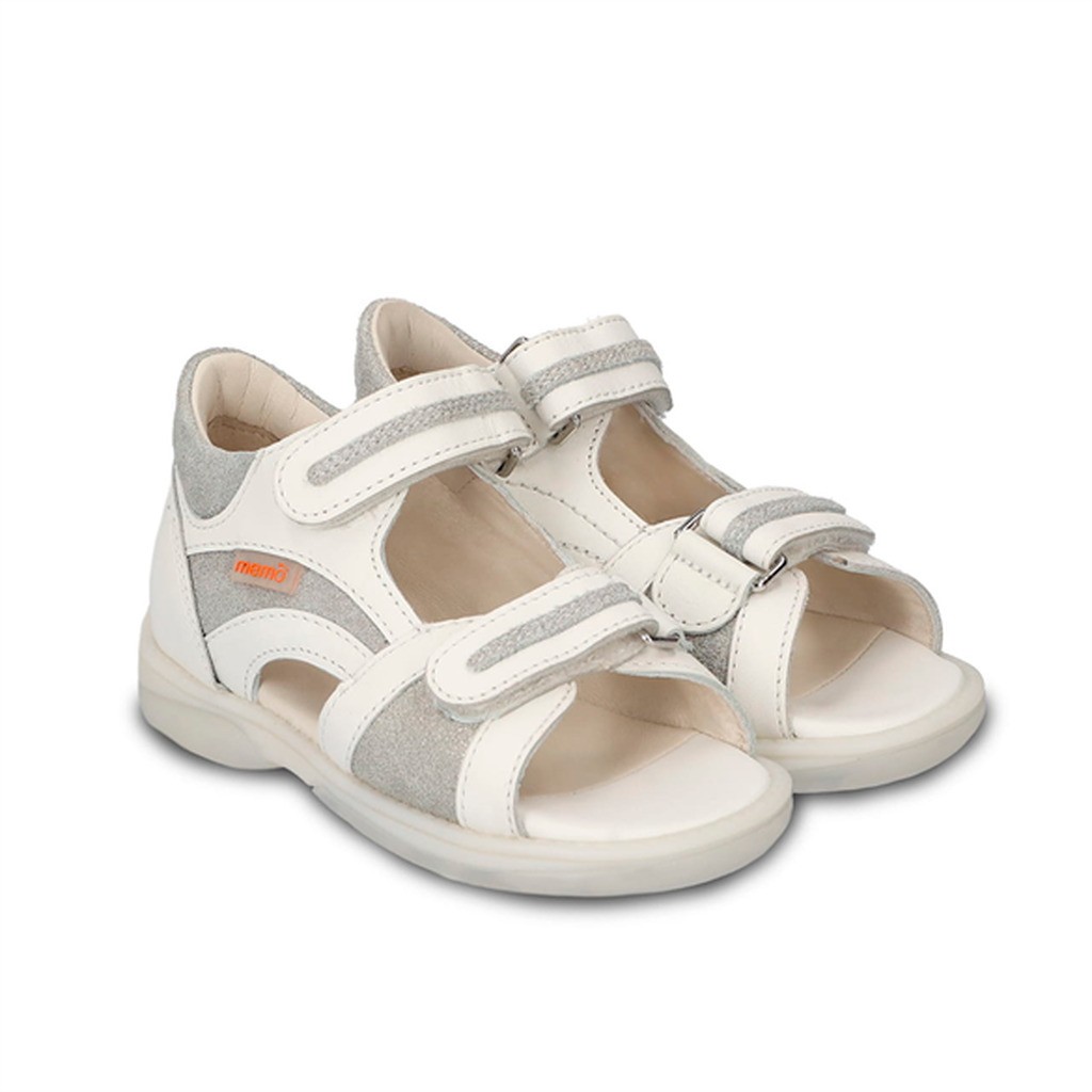 Memo Olivia sandal, hvid/sølv - sandal med ekstra støtte