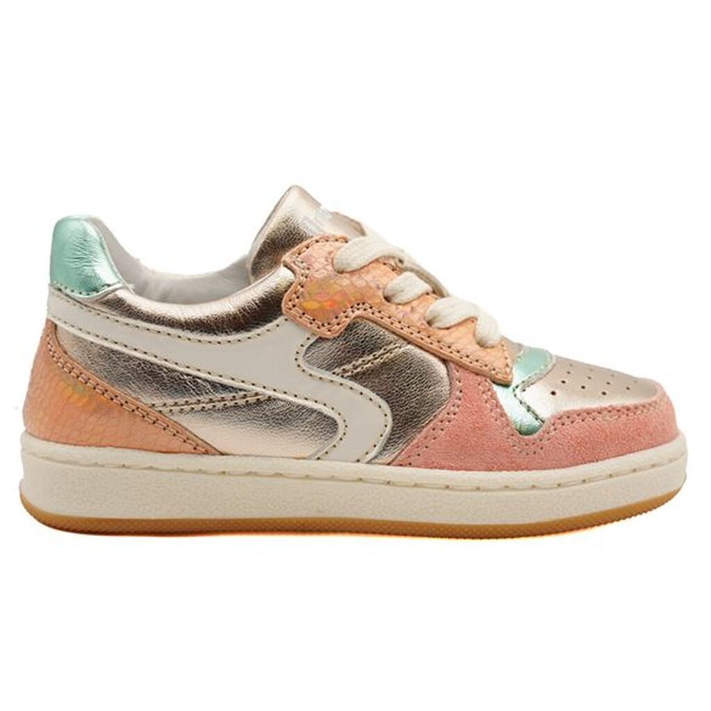 BabyBotte Kadette sneakers med snørebånd og lynlås, guld/rosa