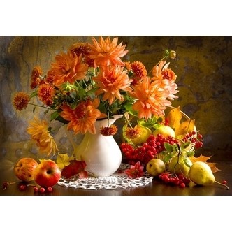 Still Life with Orange Dahlias