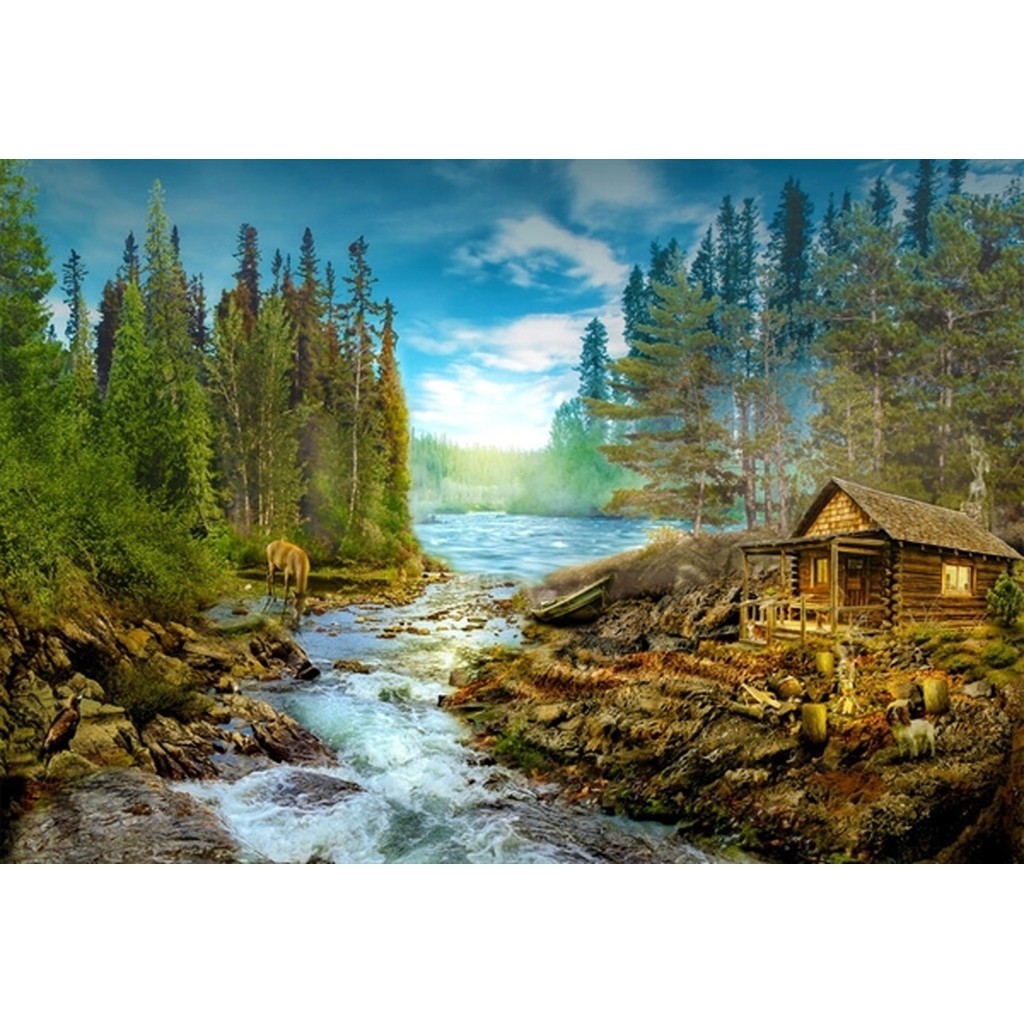 A Log Cabin by the Rapids