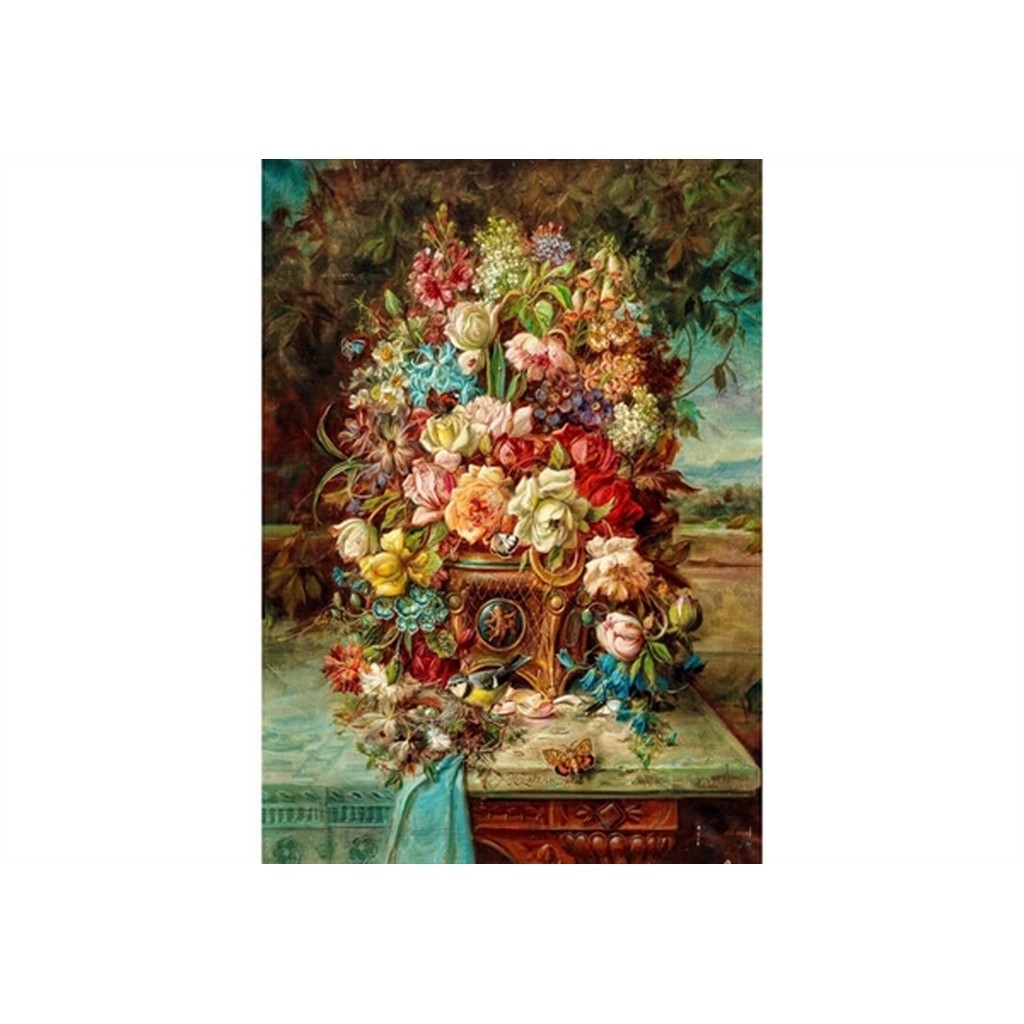 Flowers Still Life with Blue Tit