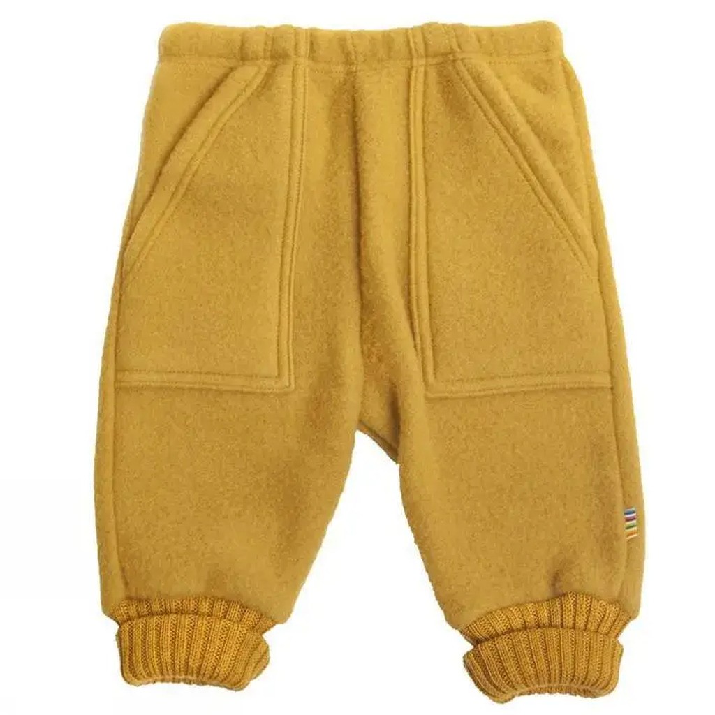 Baggy pants i karrygul blød softuld