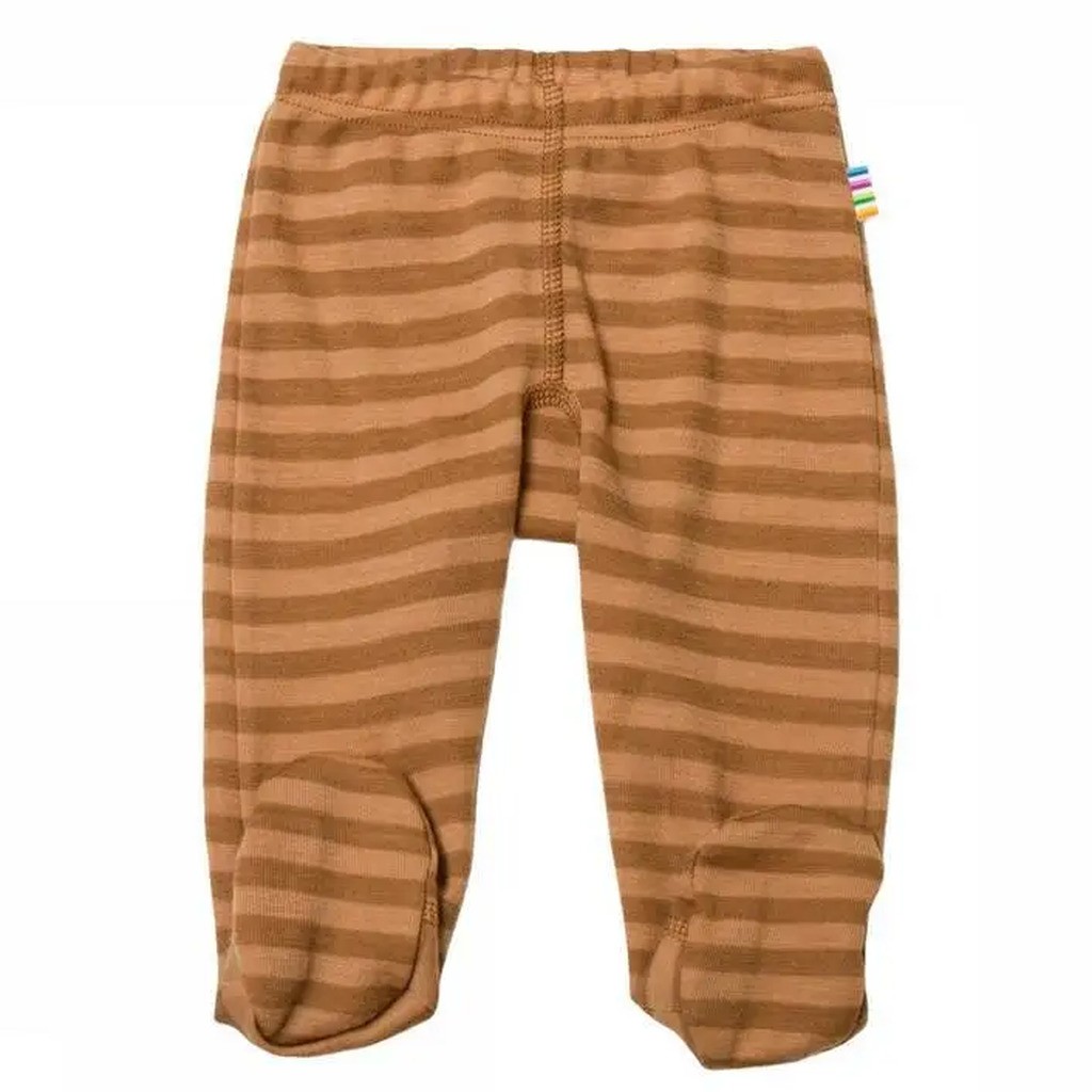 Leggings med fod uld i mørk og lyse kobberstriber
