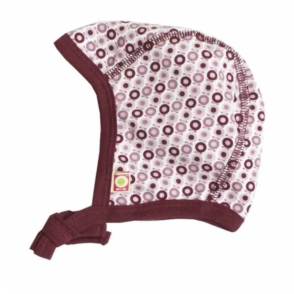 Hjelm med miniæble print i mørk aubergine