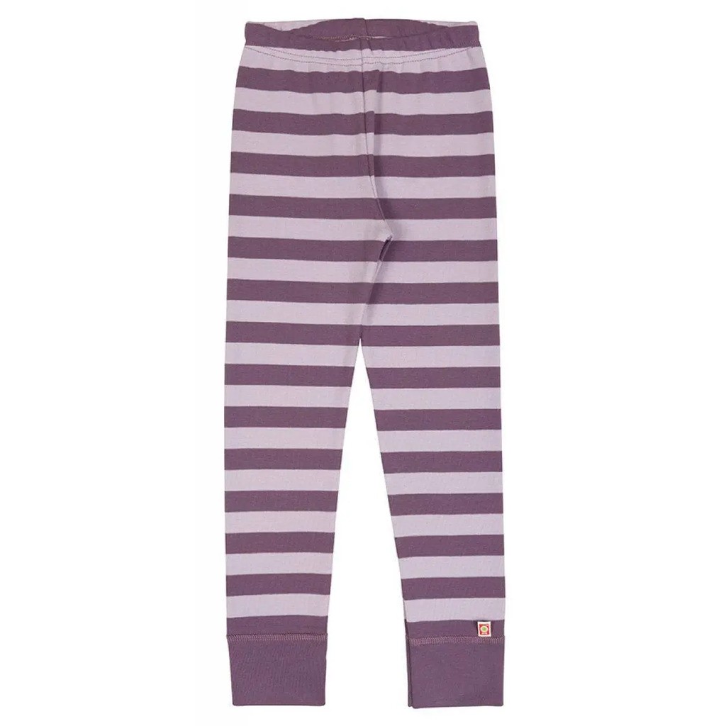 Leggings lys auberginefarvet striber økologisk bomuld