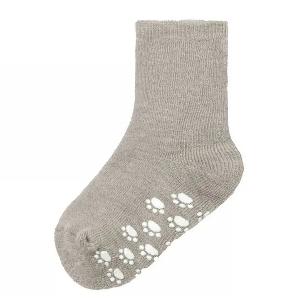 Uldsok med antislip i beige