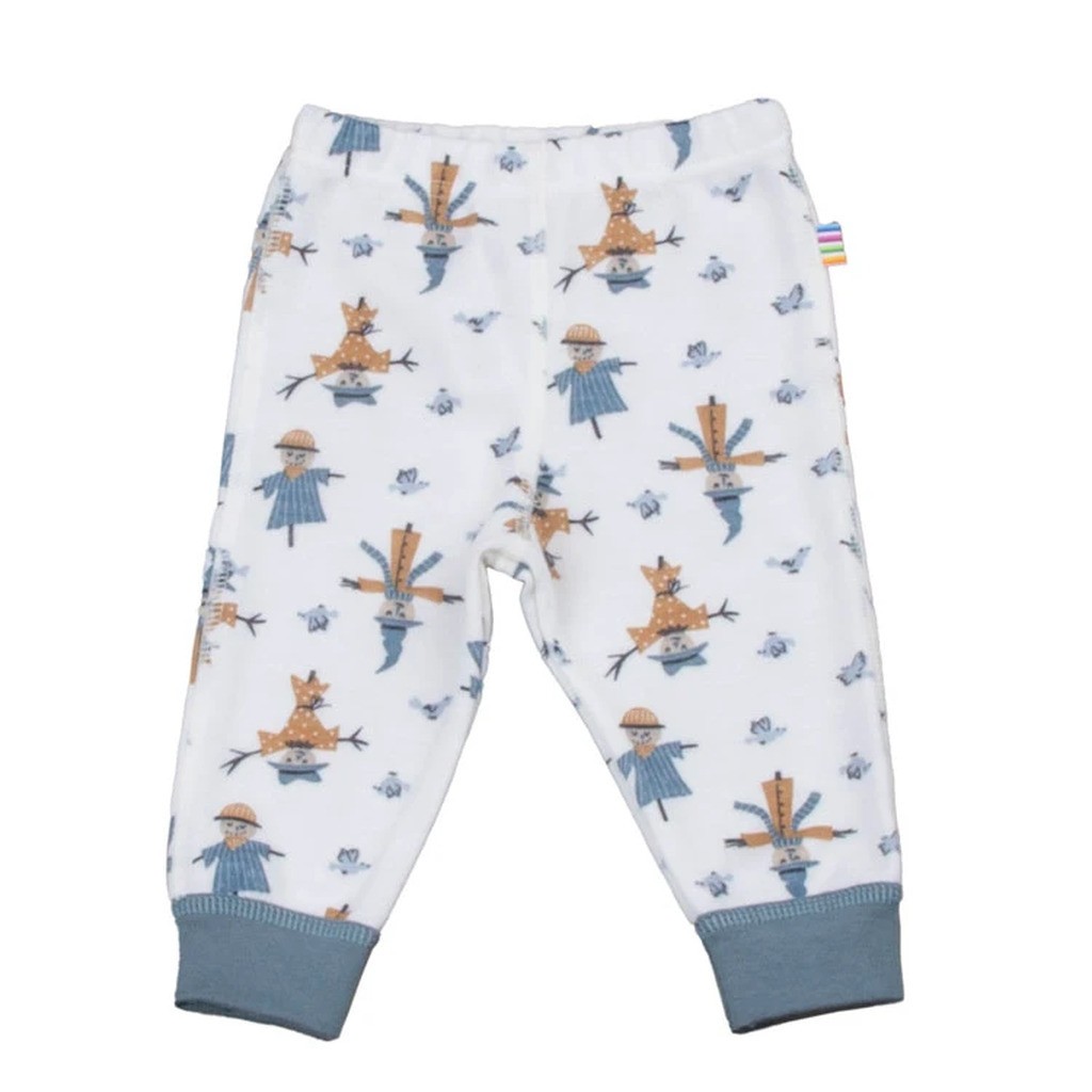 Leggings i knækket hvid med fugleskræmsel-print bambus inderst og uld yderst