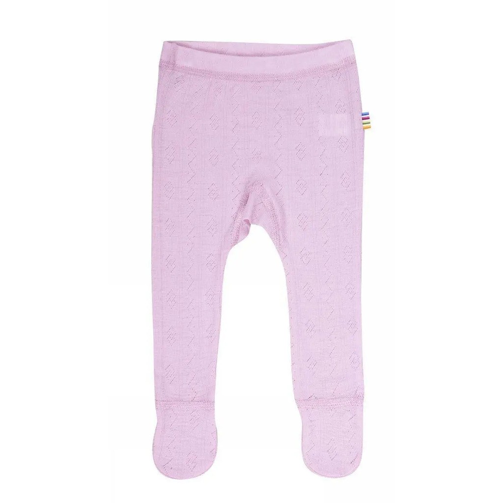 Lyserøde leggings med fod i uld-silke