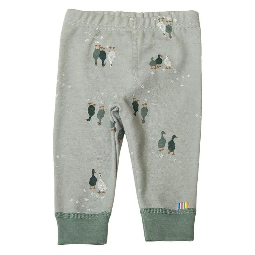 Leggings myntegrøn uld-bomuld med print af Gås