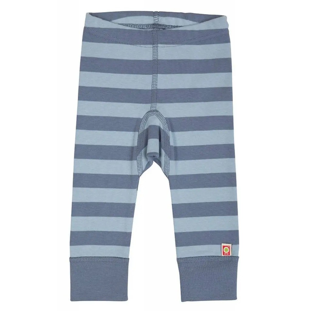 Leggings til baby lyseblå striber i økologisk bomuld