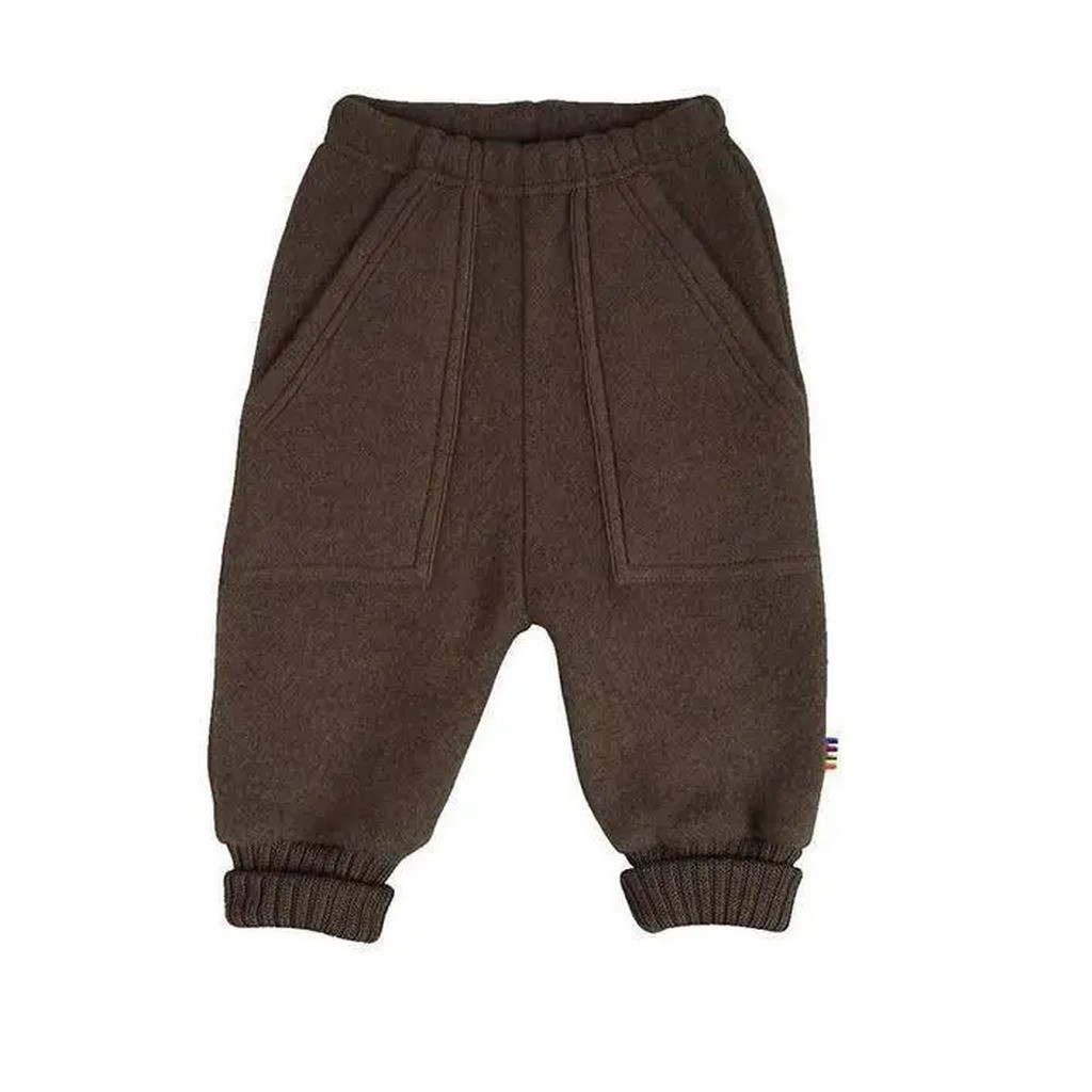 Baggypants i blød softuld i mørk bark