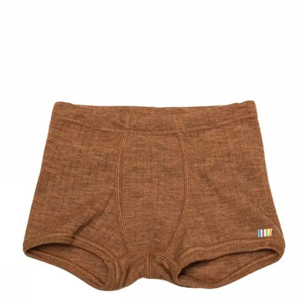 Boxershorts brændt karamel til større børn i ren uld