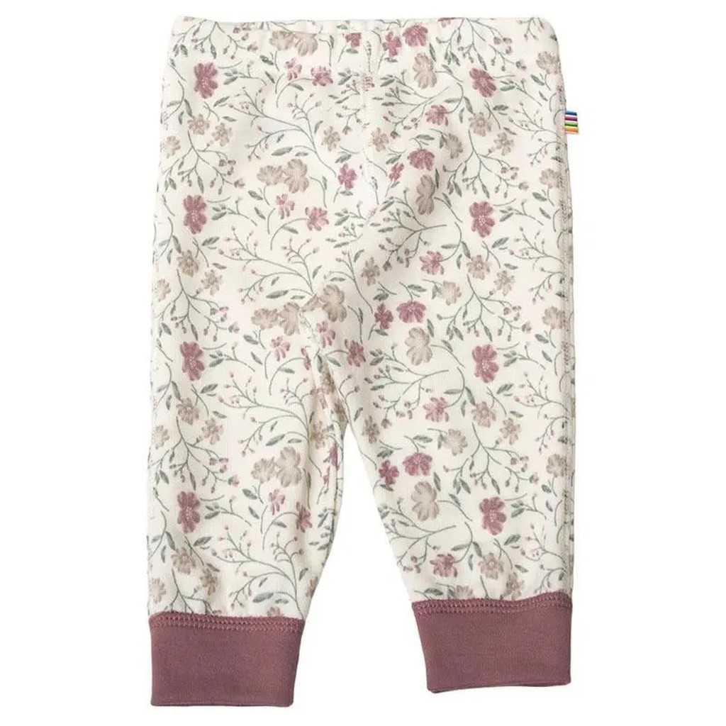 Leggings råhvid uld-bambus med skovprint