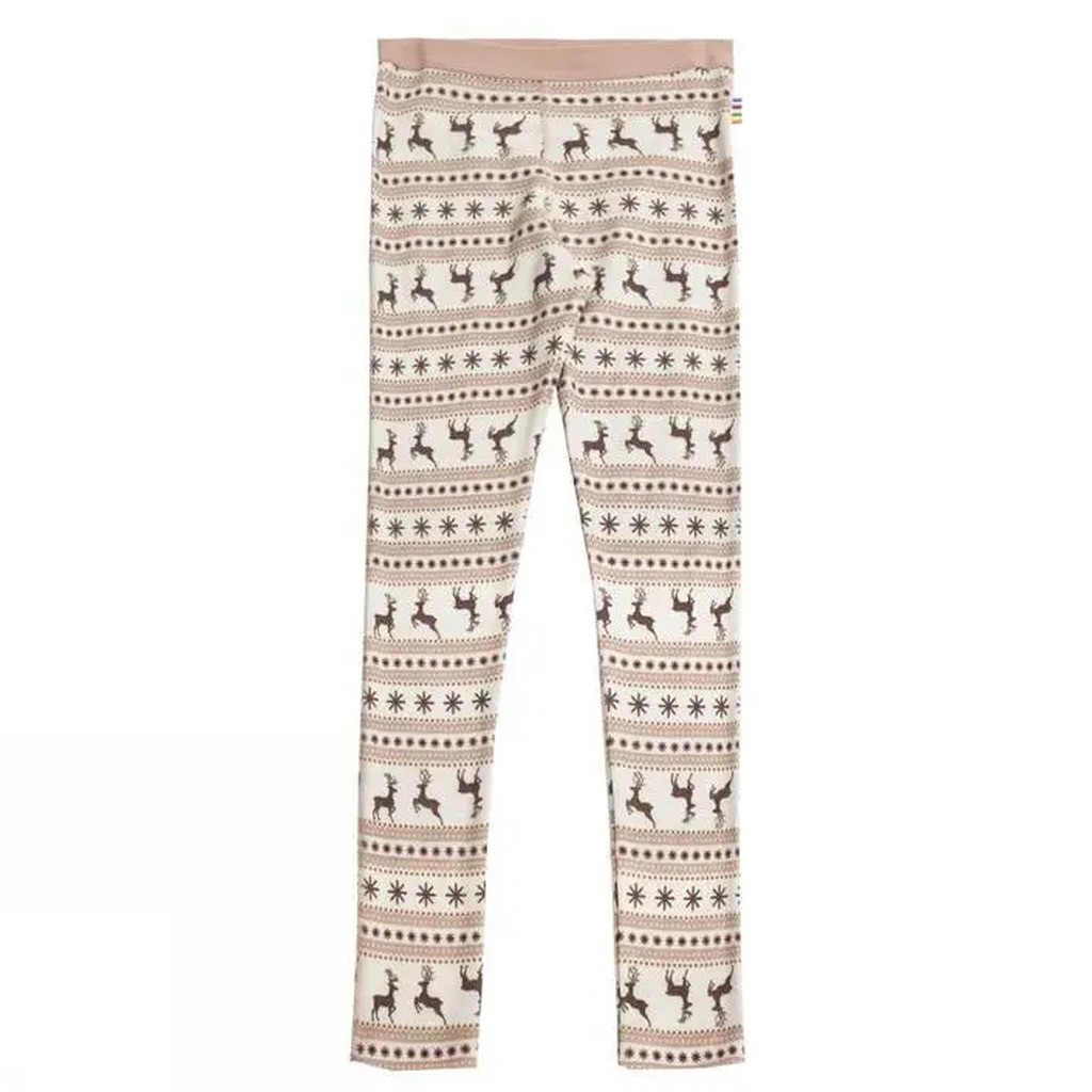 Leggings til større børn i rosa/sand uld - Jumping deer