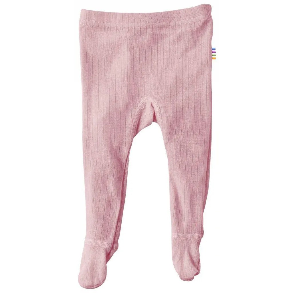 Leggings med fod i rosa ren uld