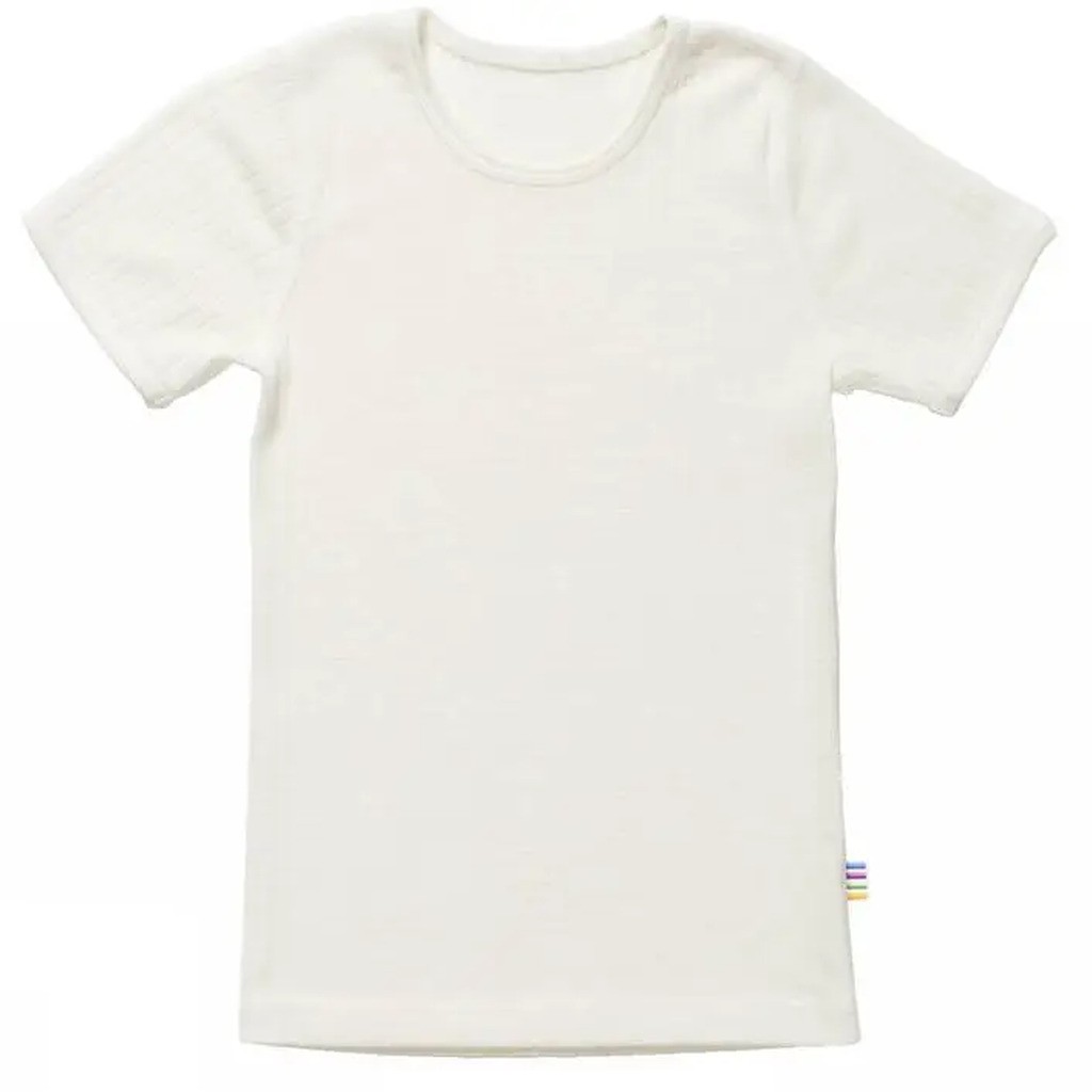 Undertrøje, t-shirt, med ærmer i råhvid uld