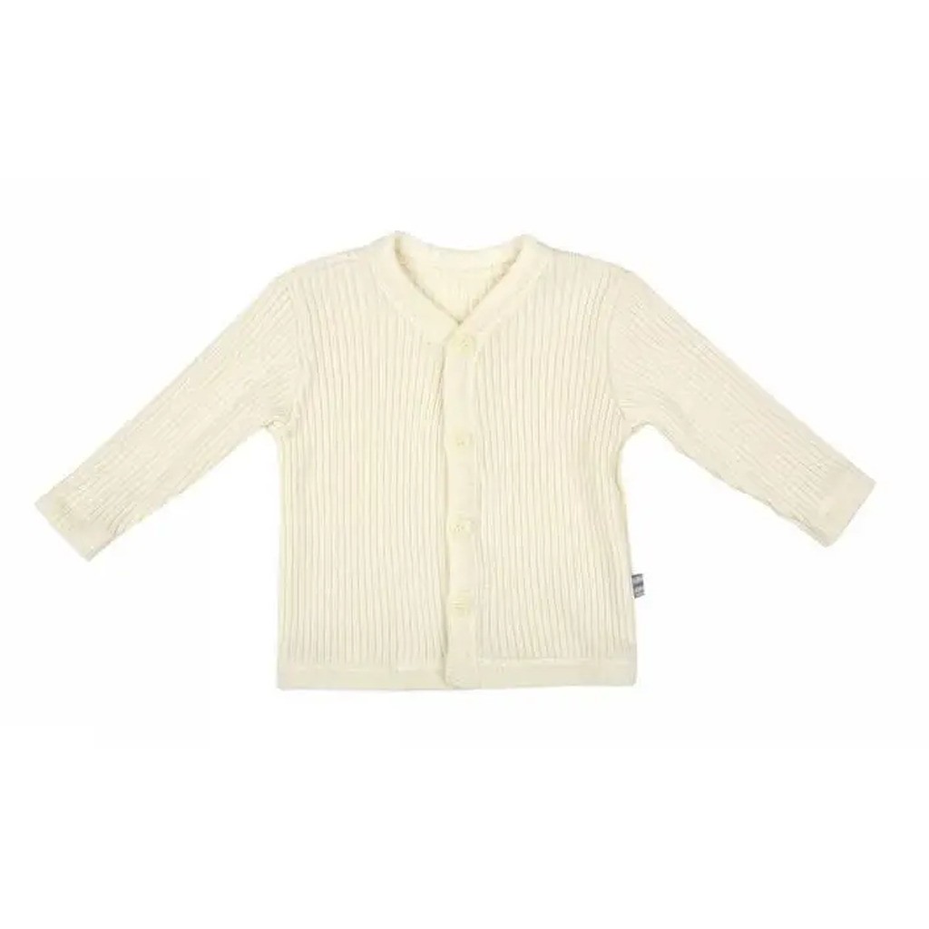 Naturfarvet cardigan i heavy uld