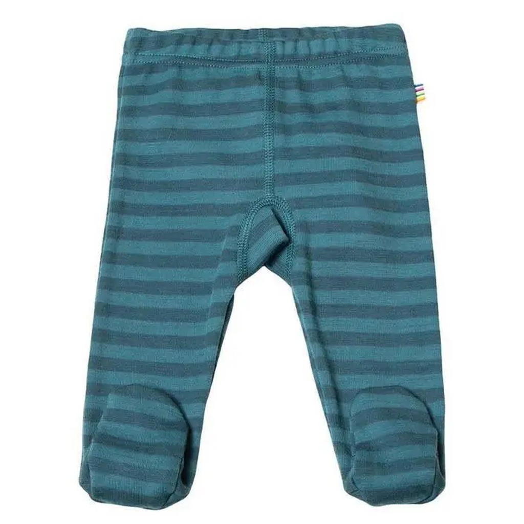 Leggings med fod i blåstribet uld