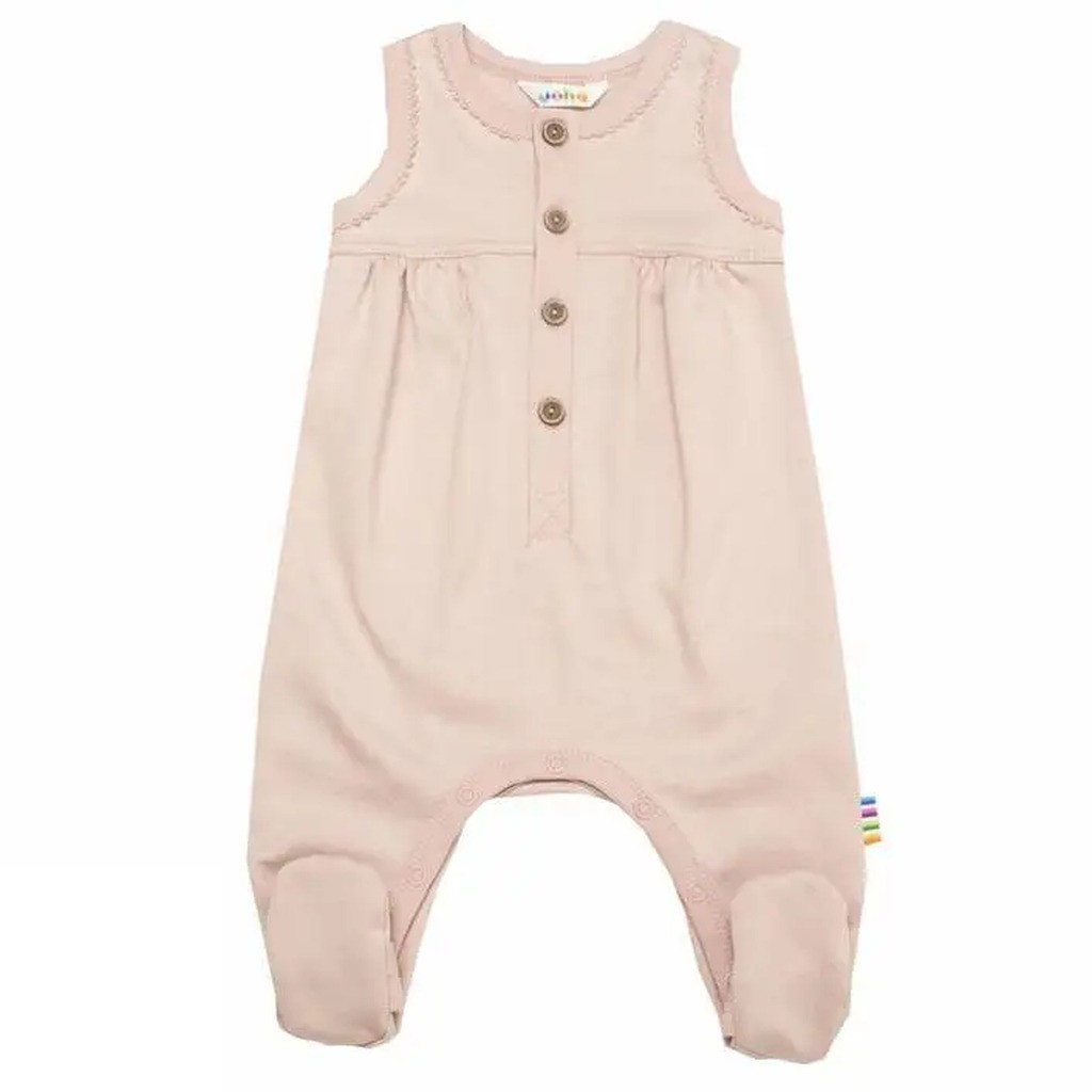 Romper med fod pastel rosa økologisk bomuld