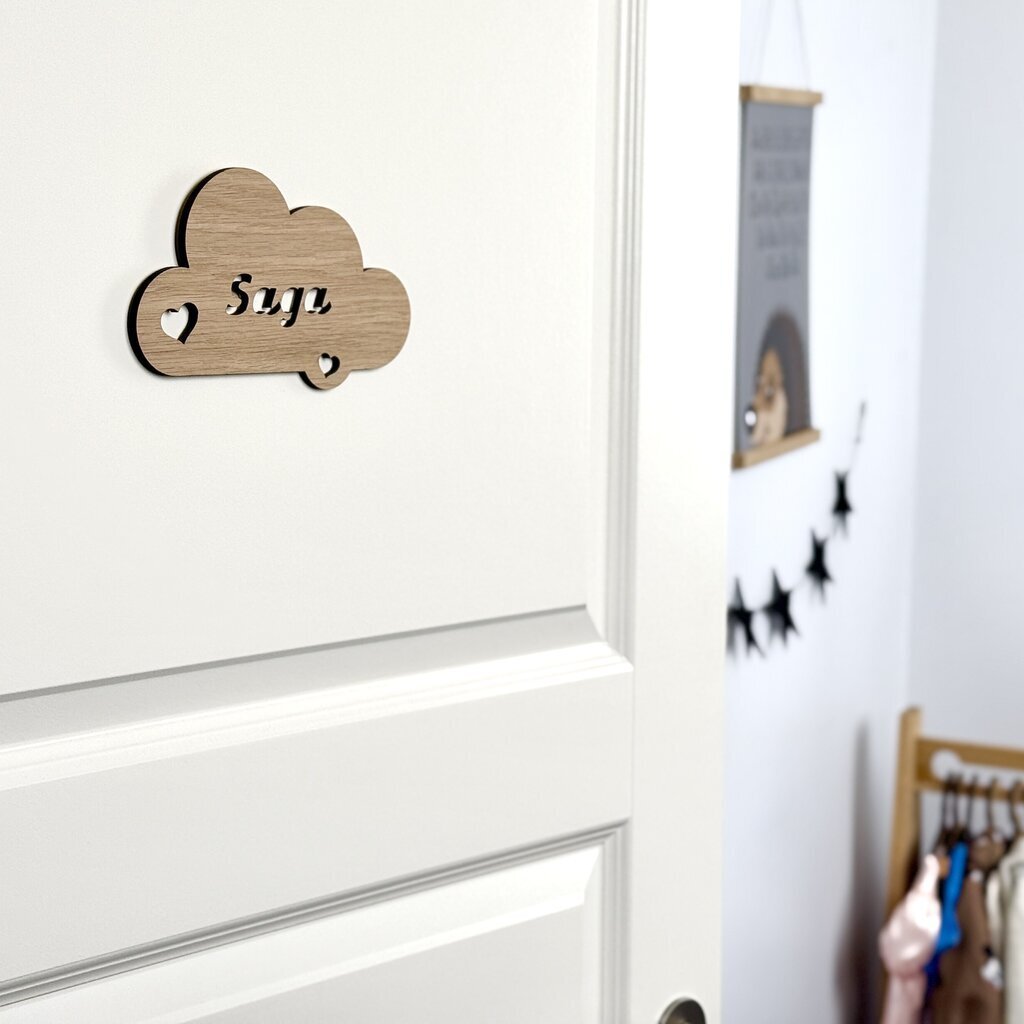 Hjerte sky navneskilt - træ