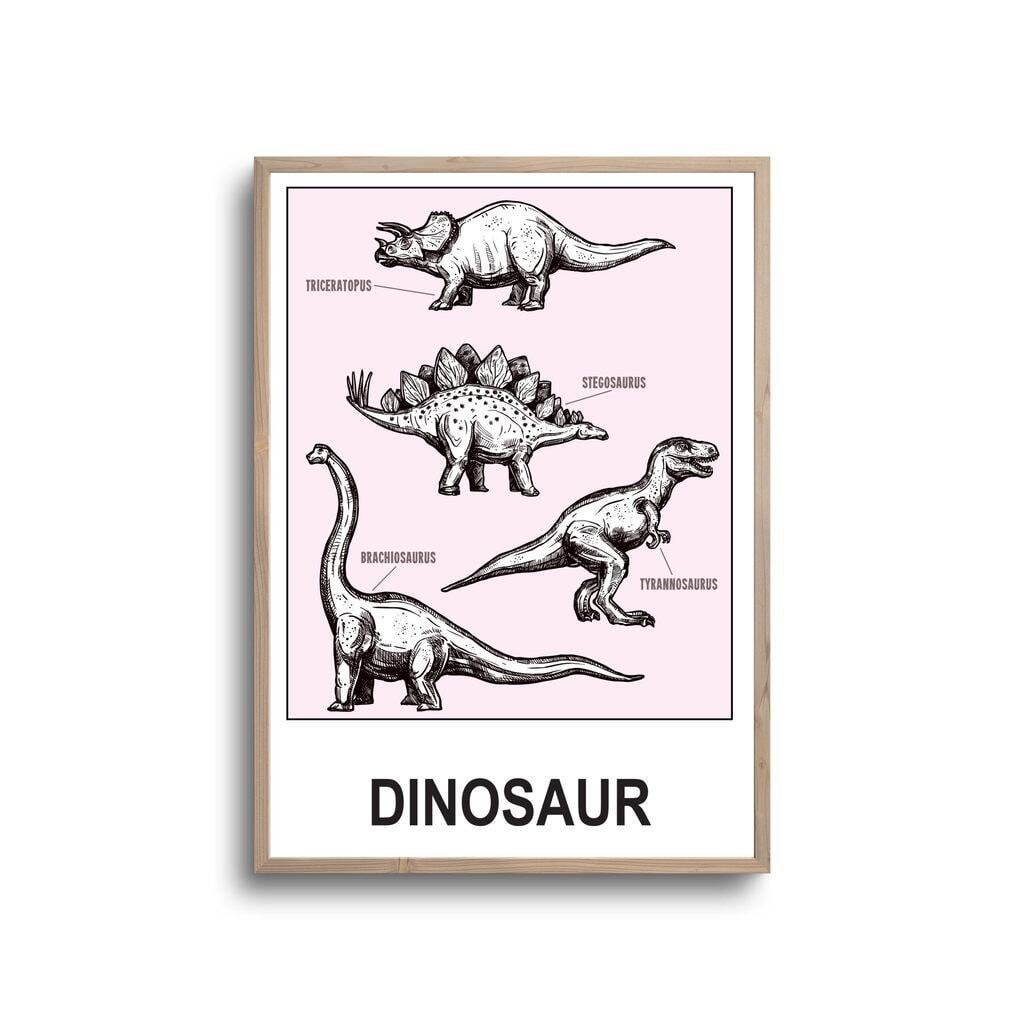 Lyserød dinosaurer samling - plakat