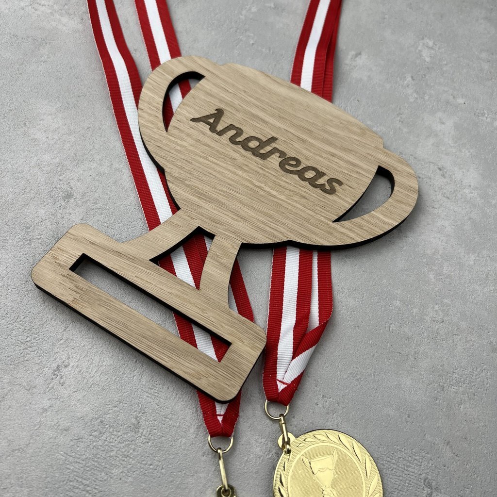 Trofæ navneskilt - træ