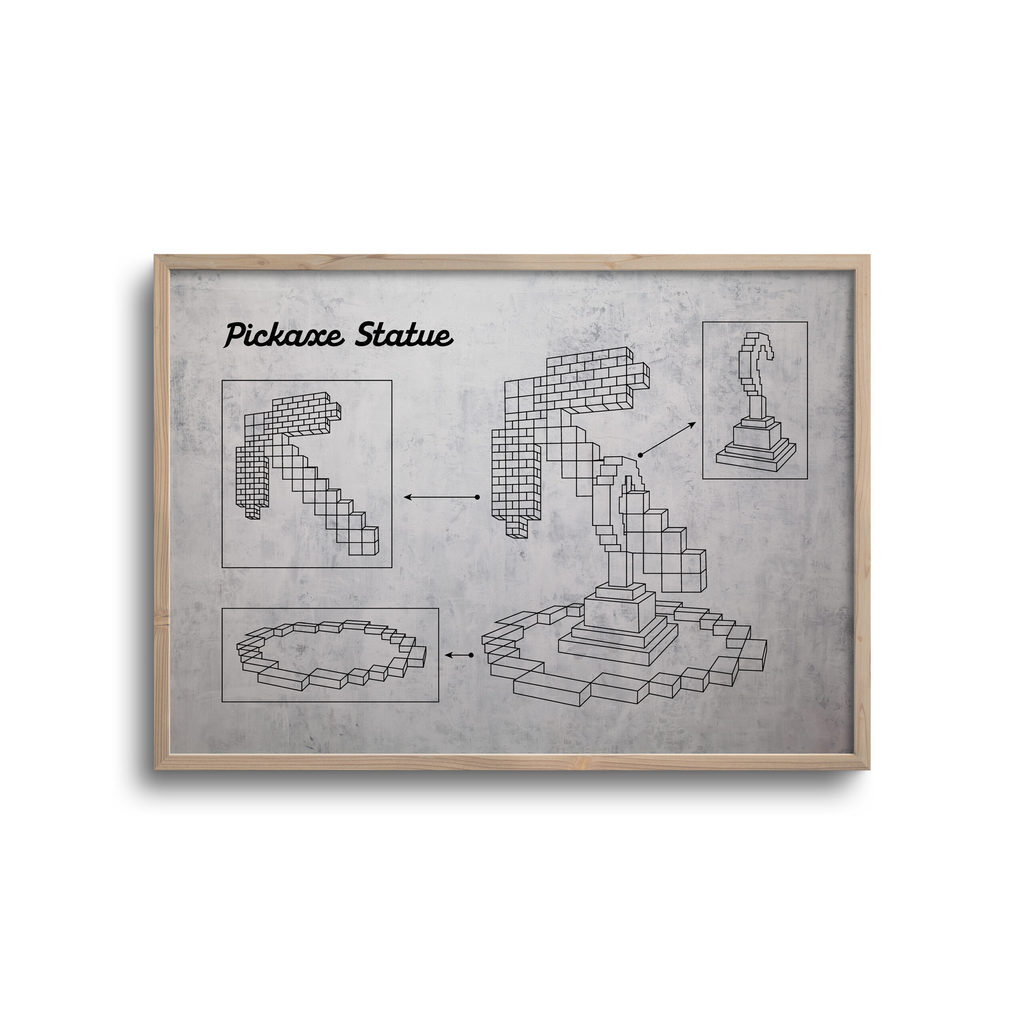 Gamer blueprint lys baggrund - pickaxe statue