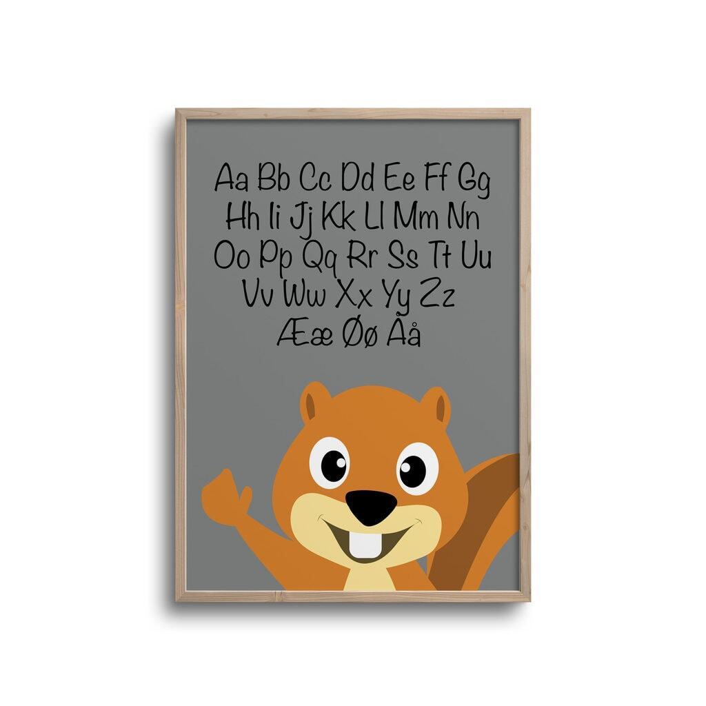 Grå ABC-plakat med egern