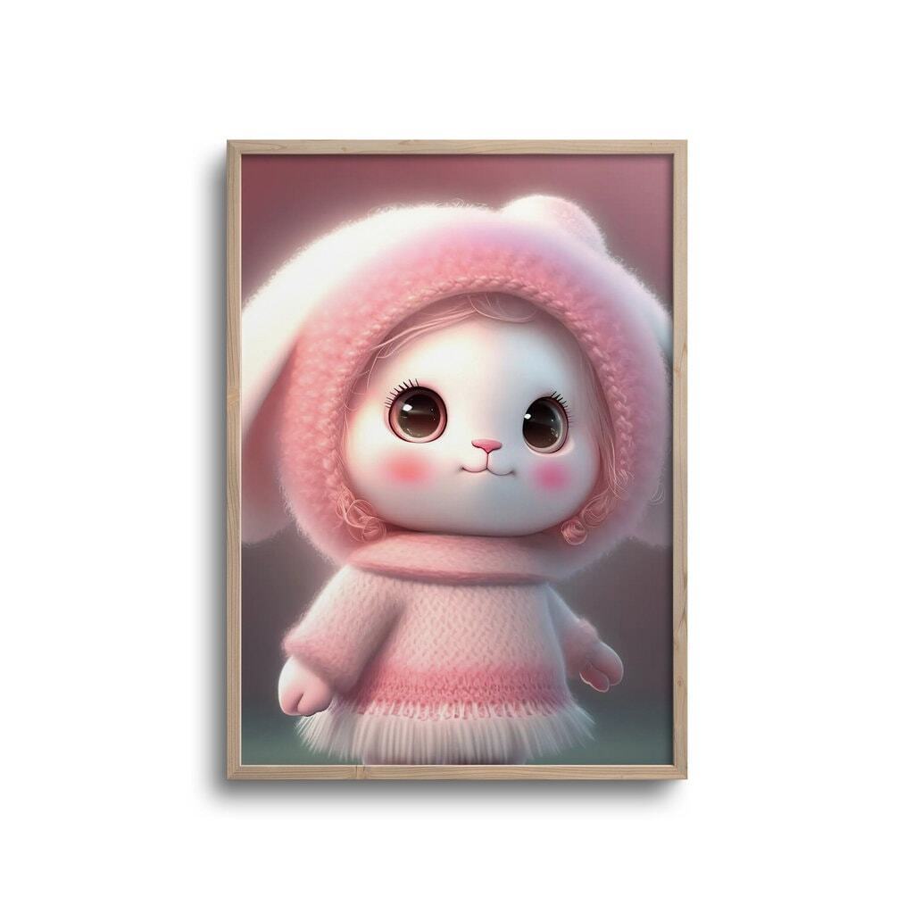 Cute kanin med lyserødt tøj - plakat