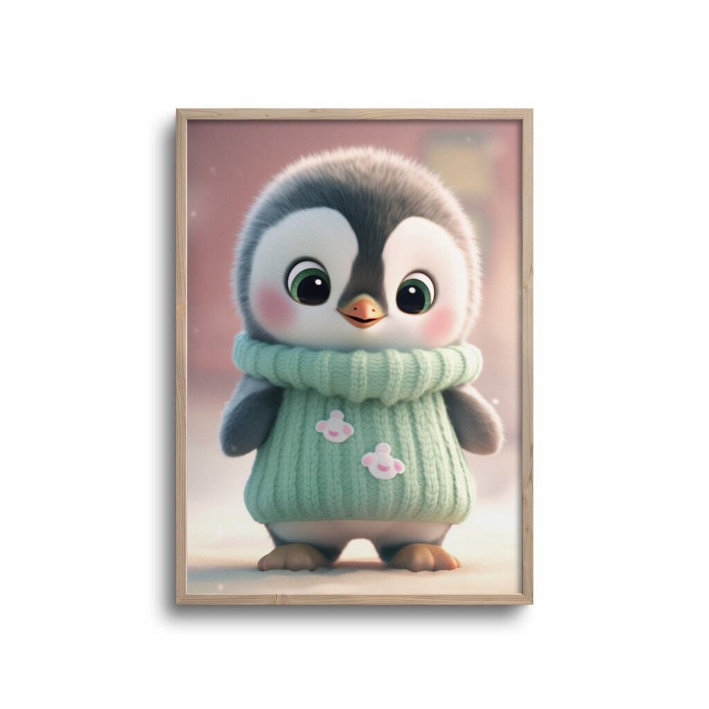 Cute baby pingvin med grøn trøje