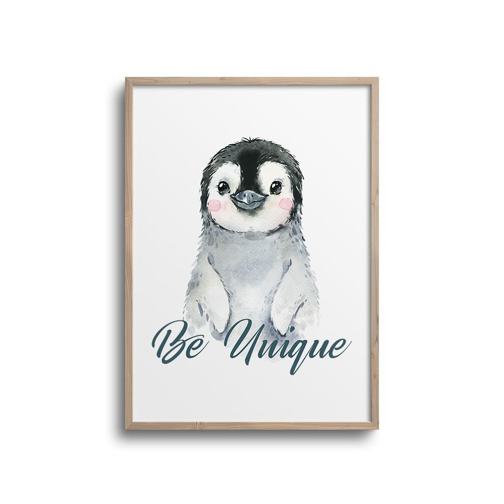 Pingvin - Be Unique - Citat Plakat