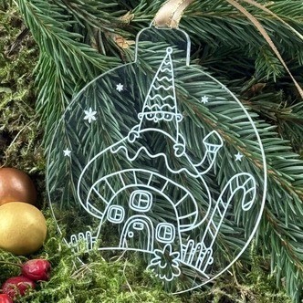 Julekugle Nisse No  10 - Akryl