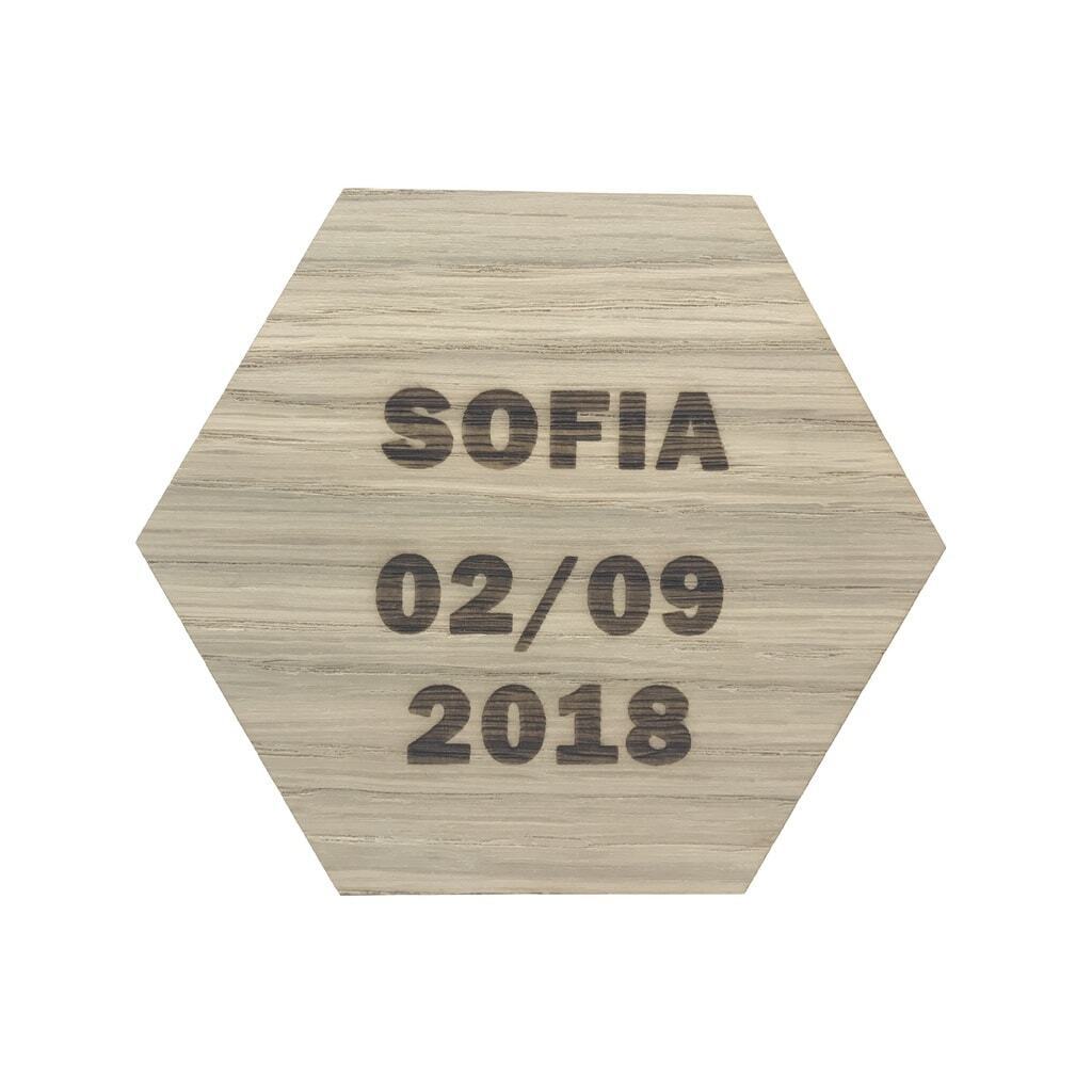 Design plade med navn og dato