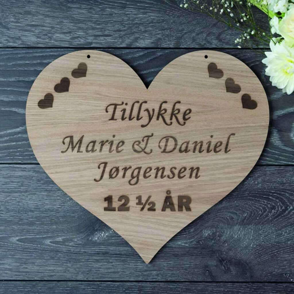 Kobberbryllupsskilt - træ