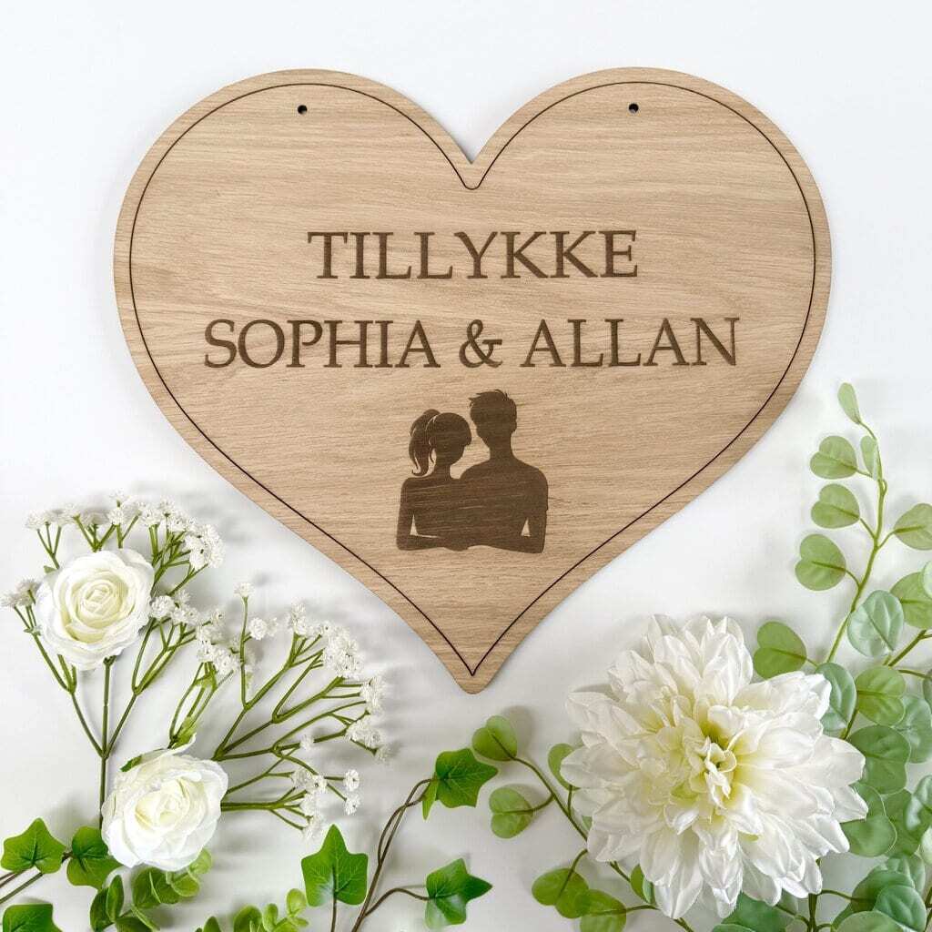 Æresport skilt til bryllup - Par & 2 linjer