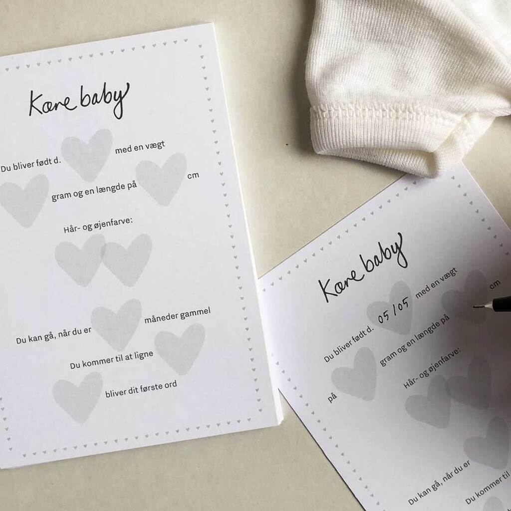 Mindekort - quiz til babyshower (20 stk)
