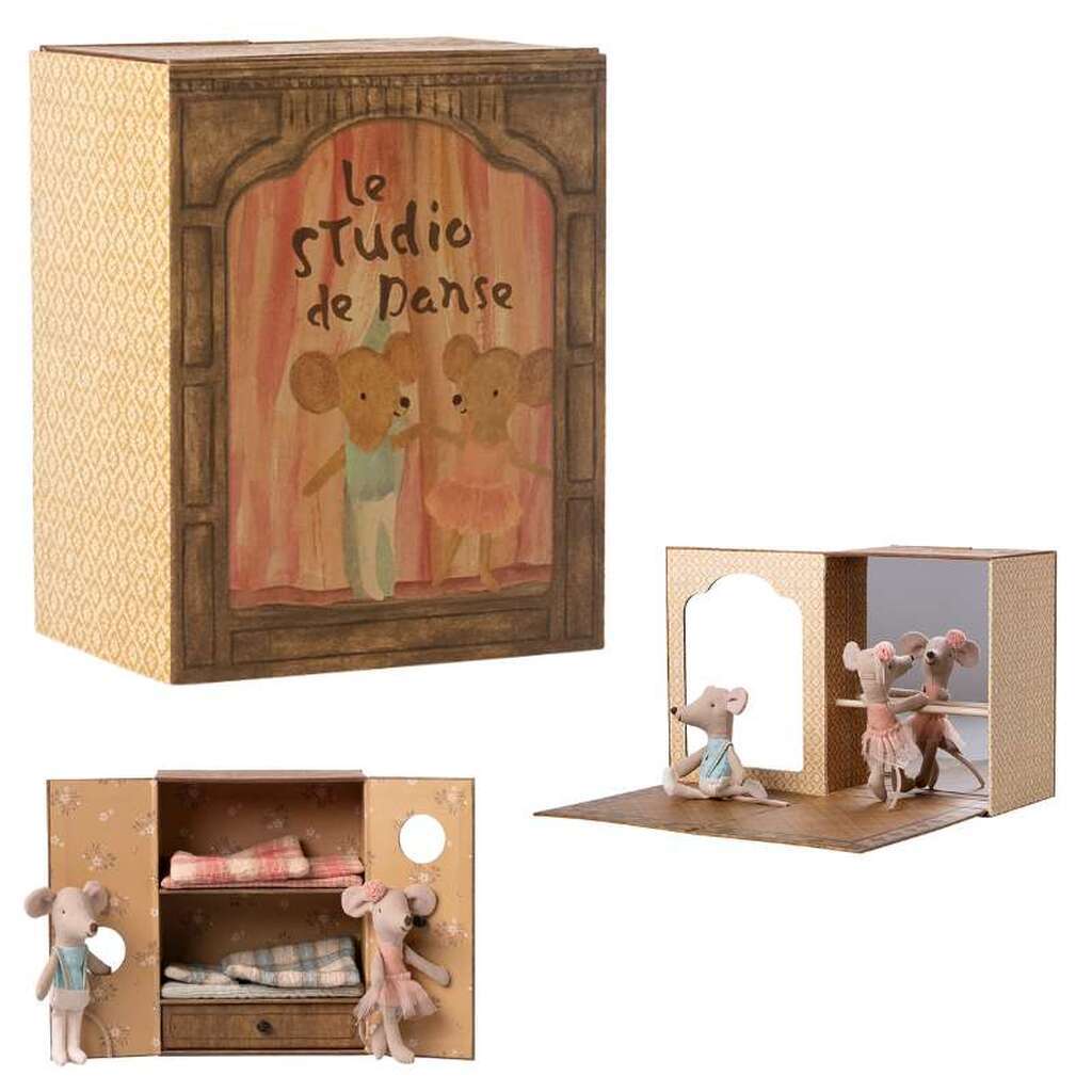 Maileg Ballet Mus i Dansestudie - Lillesøster og Lillebror