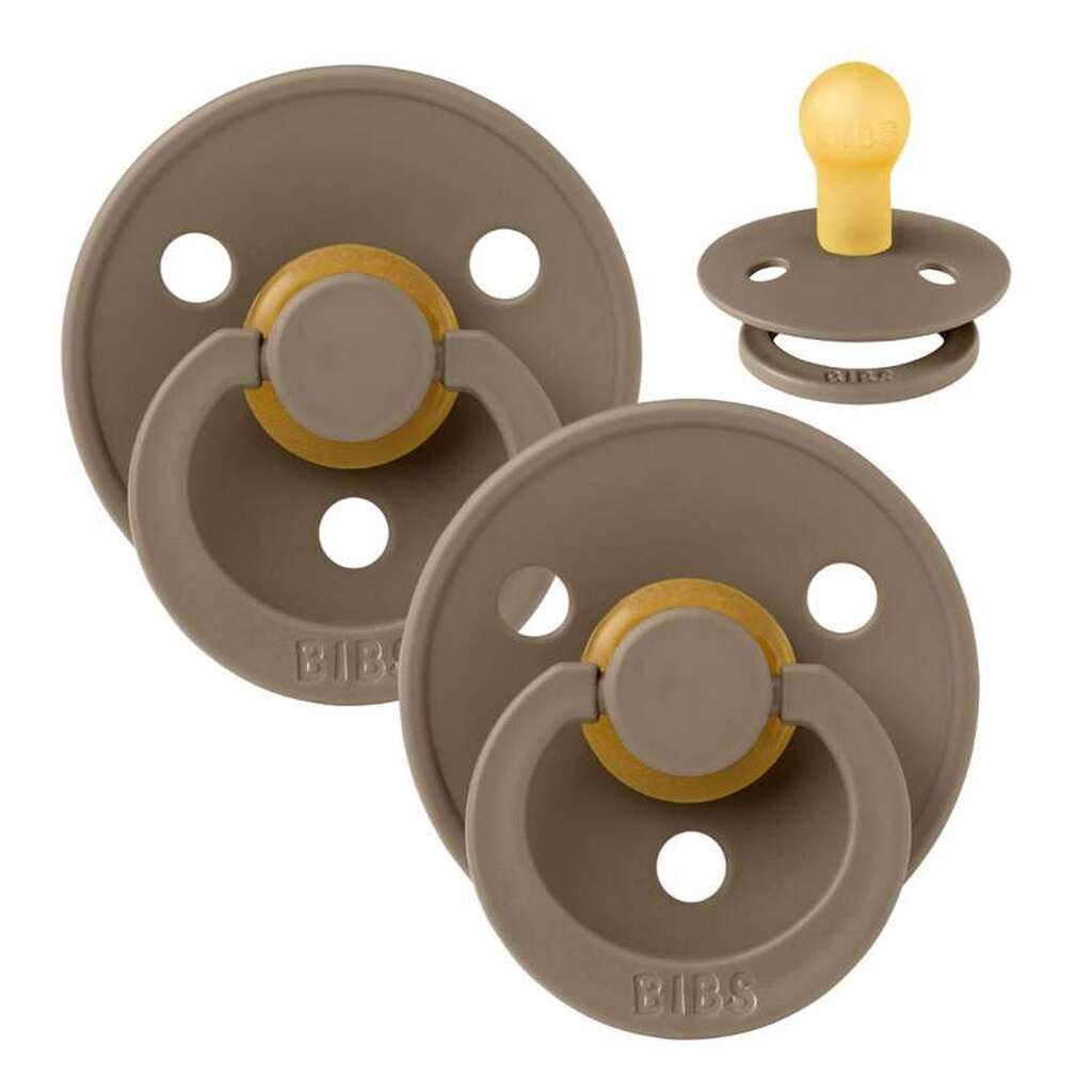 BIBS Rund Colour Sut - 2-Pak - Str. 2 - Naturgummi - Dark Oak/Dark Oak