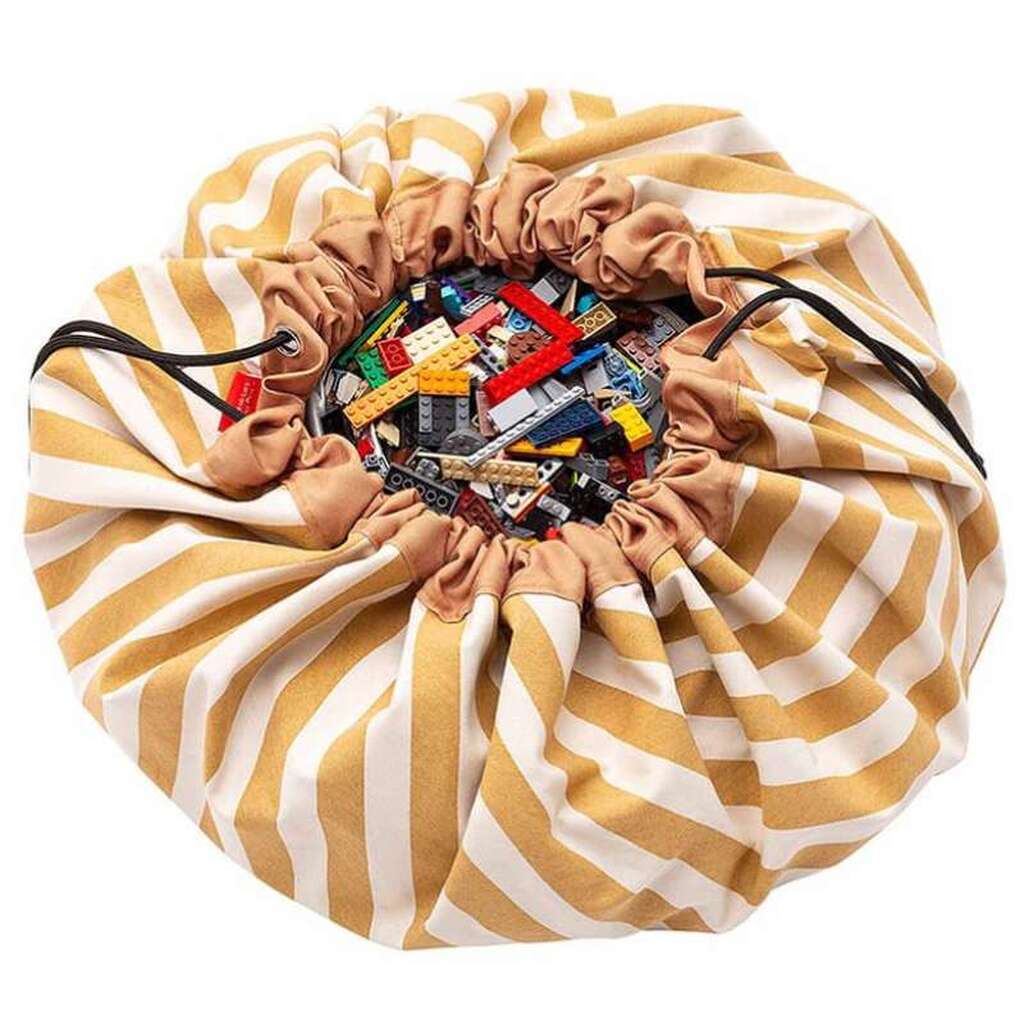 Play & Go Opbevaringstæppe - Stripes Mustard