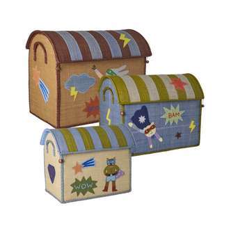 RICE Raffia Opbevaringshus - Hero - Blue - 3 stk.