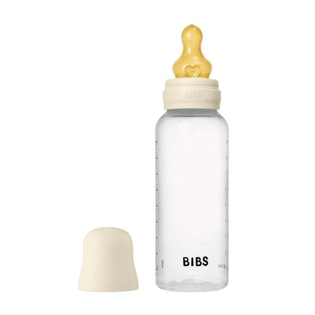 BIBS Bottle - Sutteflaskesæt - Plastik - Naturgummi/Medium Flow/Rund - 270ml - Ivory